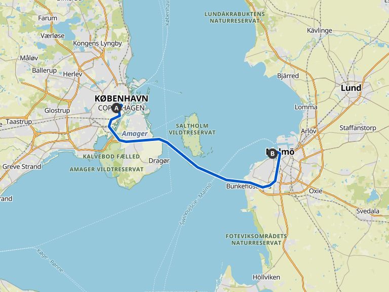 Transfer Kopenhagen Malmö Fahrradtour Komoot